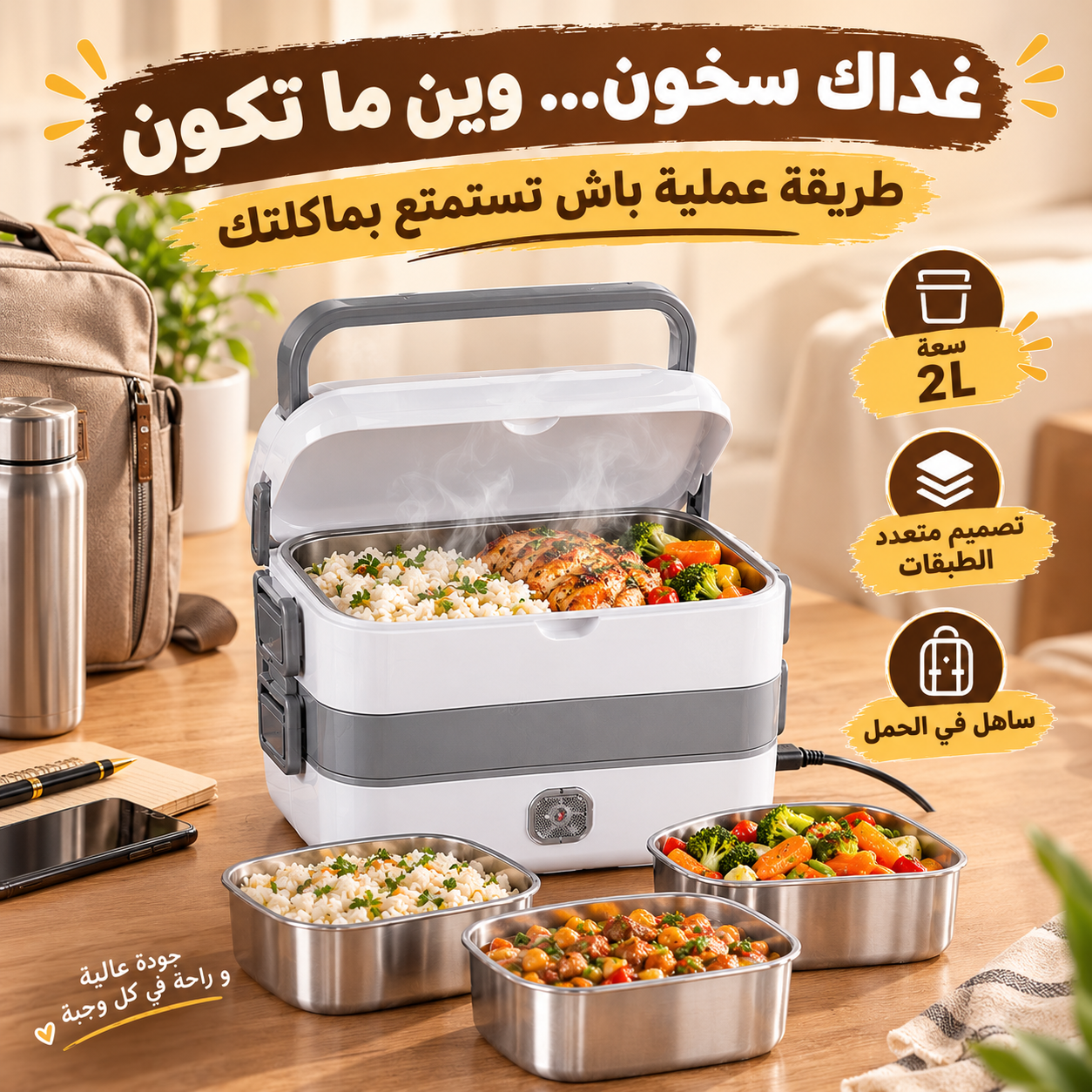 Chauffe-Repas Électrique Portable 2L