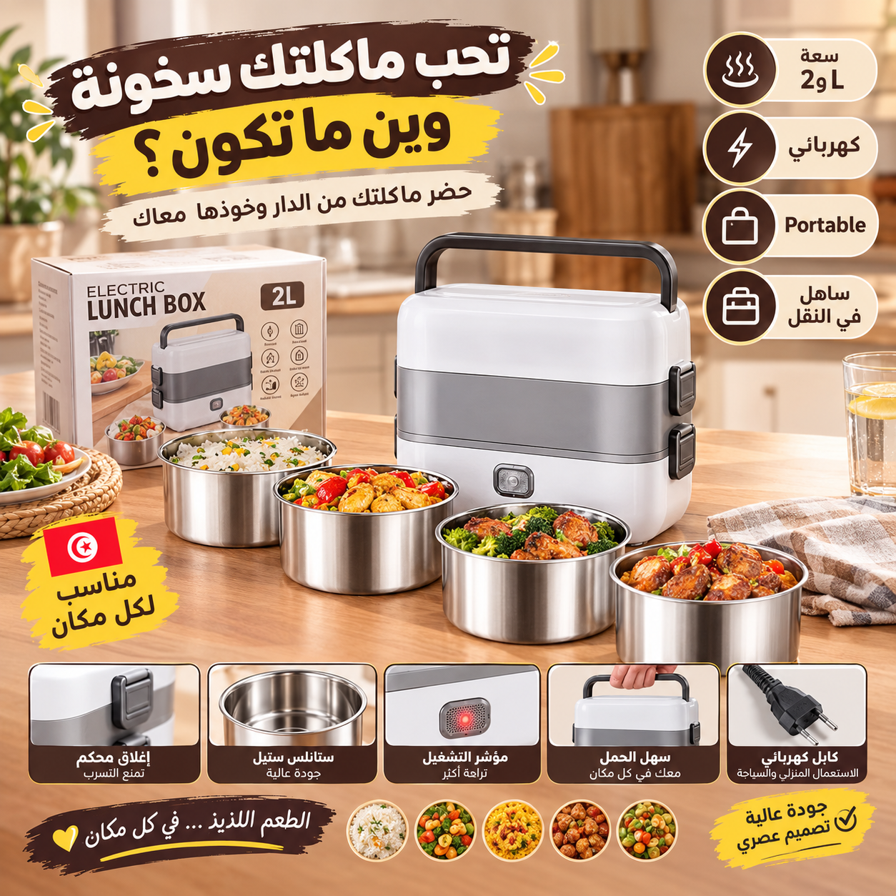 Chauffe-Repas Électrique Portable 2L